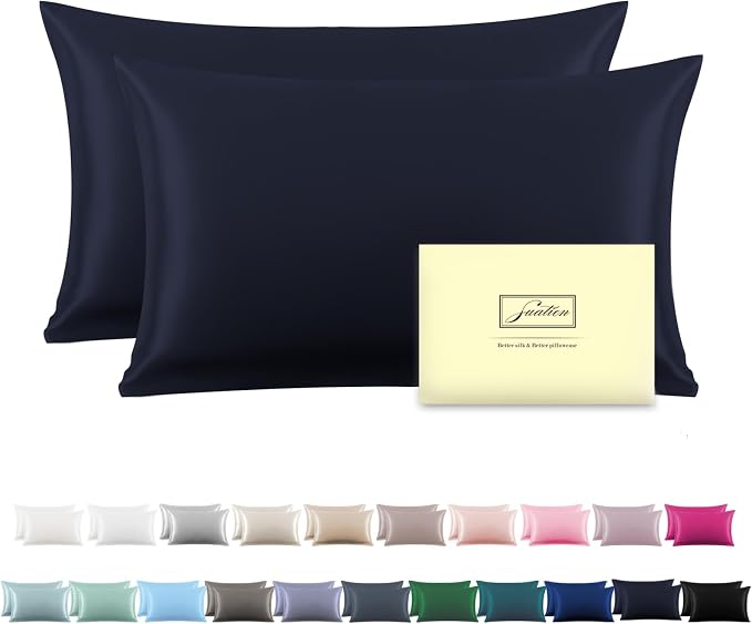 Silk Pillow Cases 2 Pack, Soft Breathable and Sliky Queen Size Pillow Cases Set by Suatien