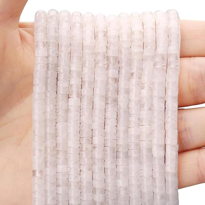 152pcs 4x2mm Natural White Jade Heishi Disc Rondelle Spacer Stone Semi Precious - Image 2