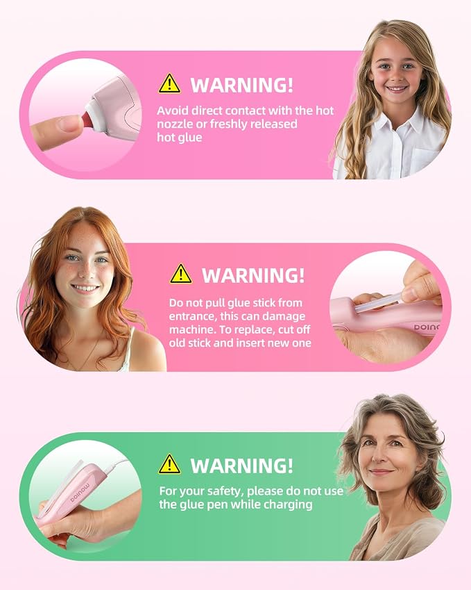 Pink Hot Glue Gun Cordless & Rechargeable, Auto Dispensing Mini Hot Glue Gun - Image 6