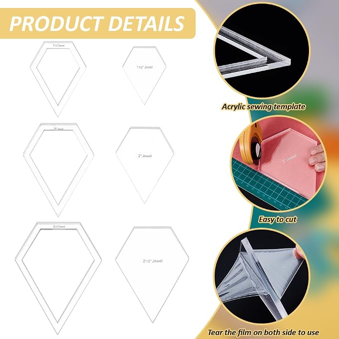 BENECREAT 16 Sizes Jewel Quilting Template, Acrylic Intricate Sewing Machine - Image 4
