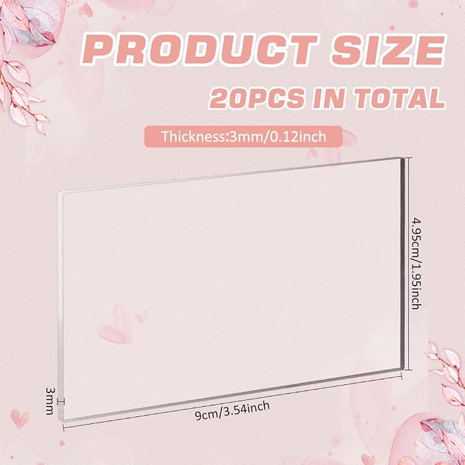 BENECREAT 20PCS 3.5x2 Inch Clear Acrylic Sheet Rectangle Table Place Cards Name - Image 2