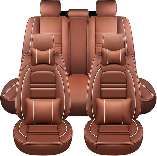 Car Seat Covers for Nissan Car Pathfinder 2000-2025 | 5-Seats Seat Covers, Waterproof Seat Protectors, Automotive Seat Covers (Full Set with Pillow,Coffee)