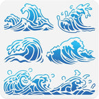 11.8"x11.8" Sea Wave Wall Stencil Templates, Summer Ocean Wave Reusable Plastic by Doodlream