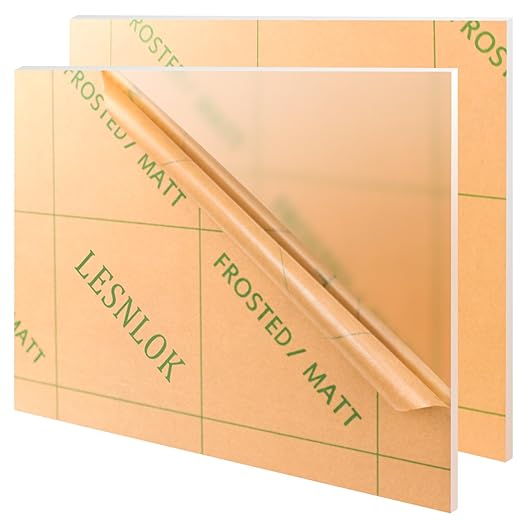 Lesnlok 12 x 12 Frosted Acrylic Sheet 1/8 inch Thick 3mm 2 Piece Bouble Sided by Lesnlok