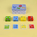 Large Wooden Face Expression Puzzle Building Cubes Manipulatives Face Changing - Image 6