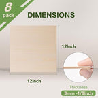 Rowood 8 Pack Maple Plywood 1/8, 3mm Wood Sheets Thin Unfinished Maple Plywood - Image 2
