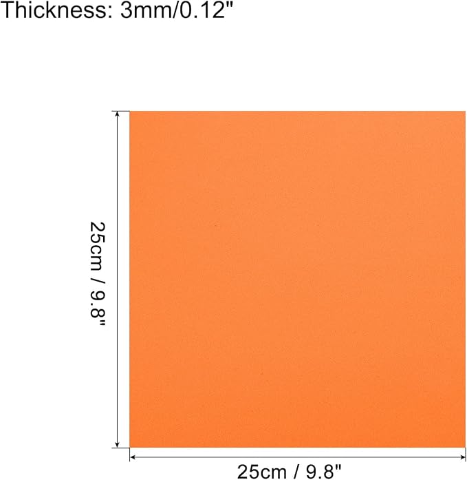 MECCANIXITY EVA Foam Sheets Orange 9.8 Inch x 9.8 Inch 3mm Thick Crafts Foam - Image 2