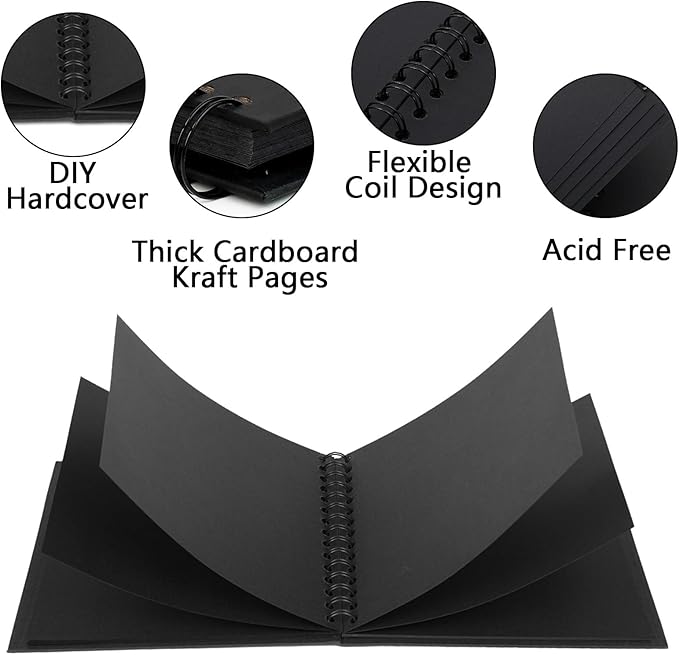 Yopih 12x12 Inch DIY Scrapbook Photo Album, Hardcover Kraft Paper Acid-Free - Image 5