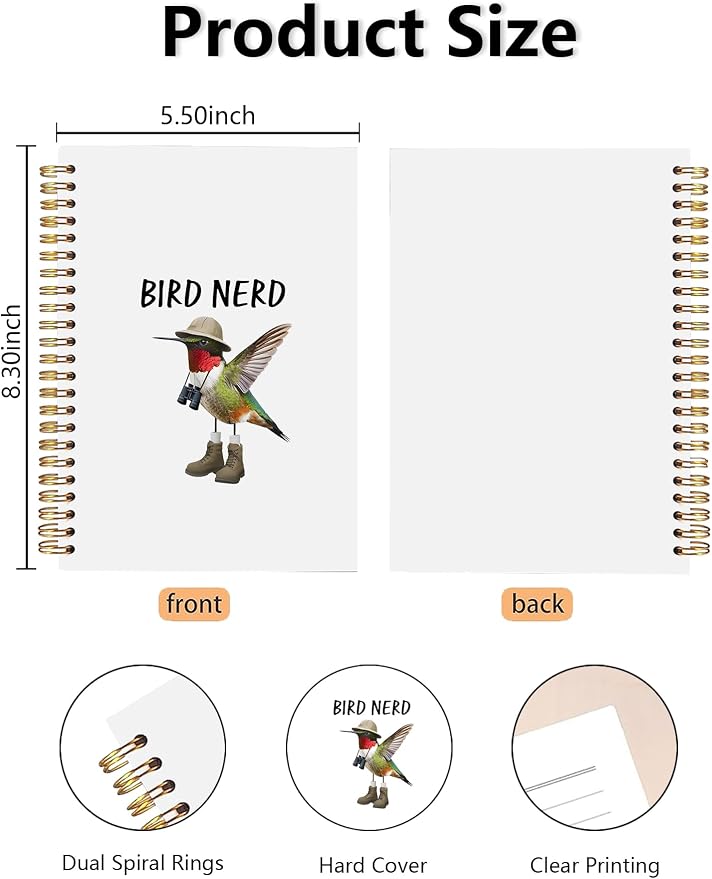 Funny Hummingbird Bird Birding Spiral Notebook, Hummingbird Gifts - Image 2