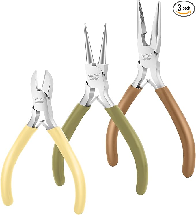Mr. Pen- Pliers for Jewelry Making, 3 Pack, Chain Nose | Round Nose Pliers Set by MrPen