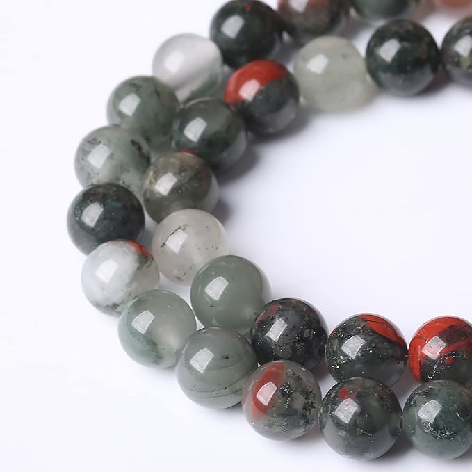 90PCS 8mm Natural African Bloodstone Beads Round Loose Gemstone Energy Healing - Image 4