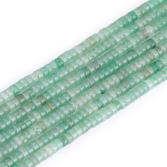 155pcs 4x2mm Genuine Green Aventurine Heishi Disc Rondelle Spacer Stone Semi by LIFAVOVY