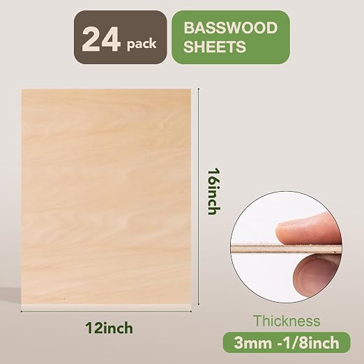24 Pack Basswood Plywood, Thin Wood Sheets Blanks - Image 2