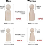 50 Pack Unfinished Wooden Peg Dolls & Figures - Image 8