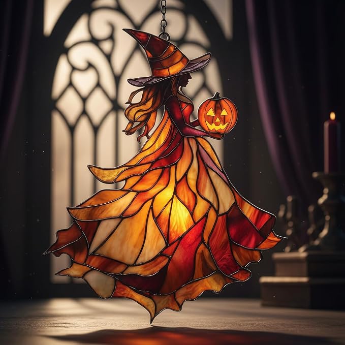 Autumn Witch Acrylic Suncatcher - Image 4