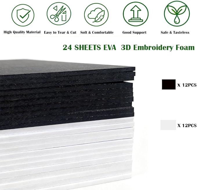 BLOSSIONA 24pcs 3mm Embroidery Foam Sheets - Image 2