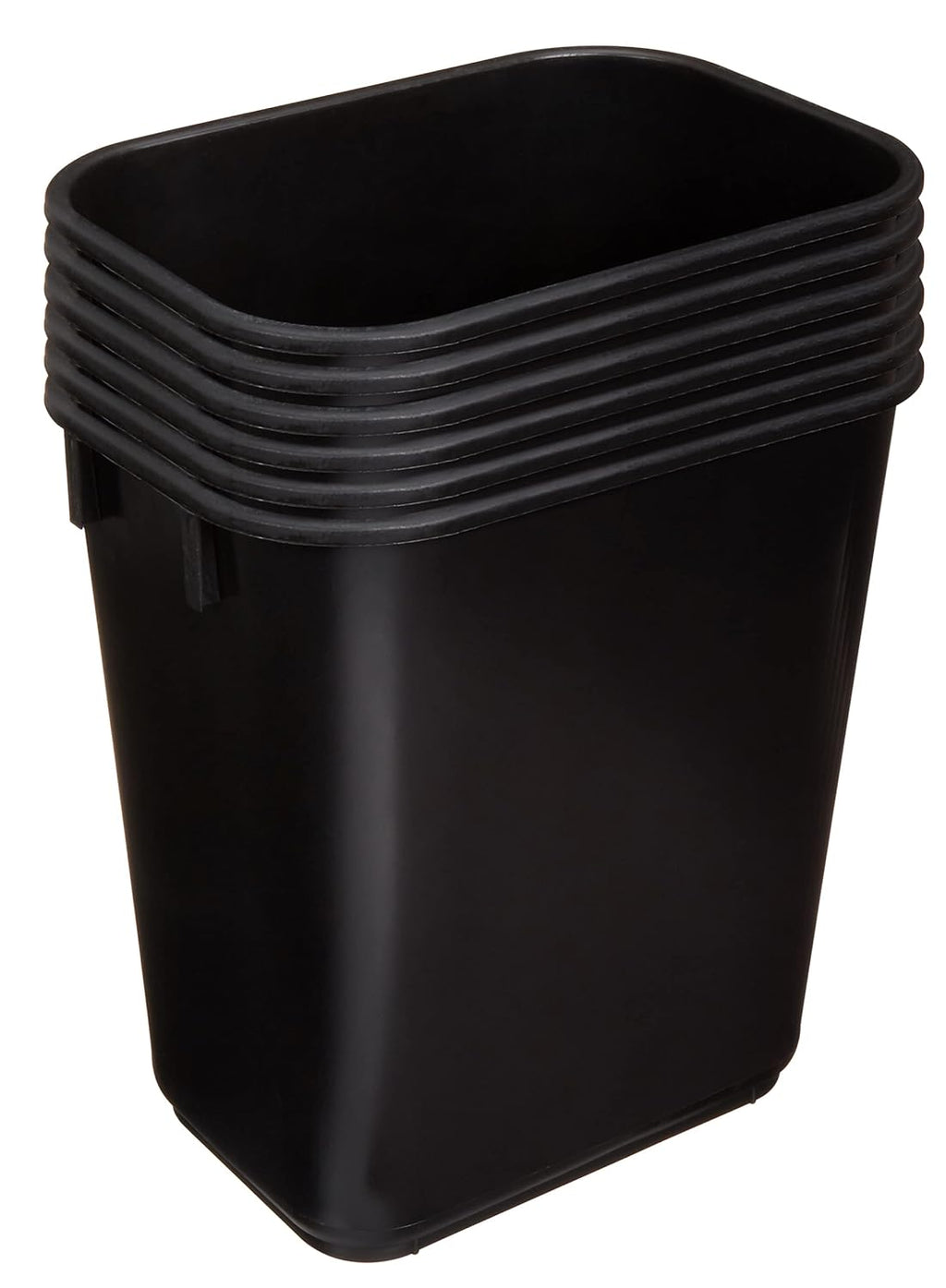 Amazon Basics Small Trash Can, Rectangular Commercial Office Wastebasket, 3 Gallon (Pack Of 6), Black (Previously AmazonCommercial brand)