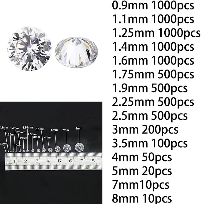 0.9-8mm 10-1000pcs CZ Zircon 5A Round Machine Cut White Cubic Zirconia Loose CZ - Image 2
