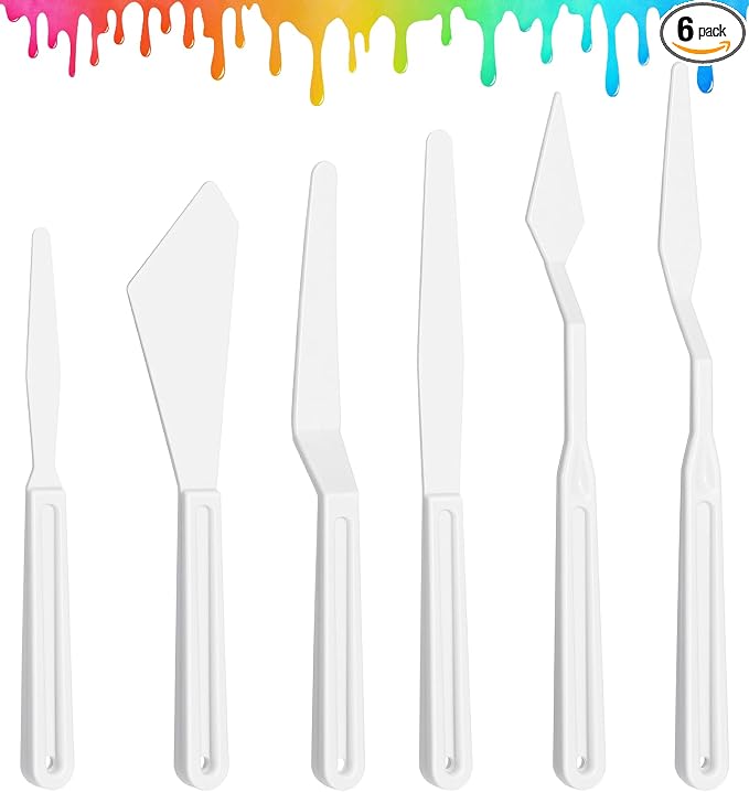 6 Pcs Plastic Palette Knive, Thin & Flexible Plastic Spatula Set, Art Palette by Unknown