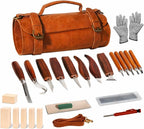 Deluxe Wood Carving Kit, High-Carbon Steel Knives, Safety Gloves, Woodworking by Mointech