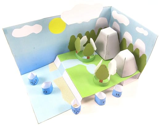 NewPath Learning Water Cycle 3-D Paper Model Making Kit, Set/5 Full-Color by NewPathLearning