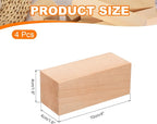 MECCANIXITY 4Pcs Basswood Carving Block, 1.6"x1.6"x4" Square Wooden Dowels - Image 2