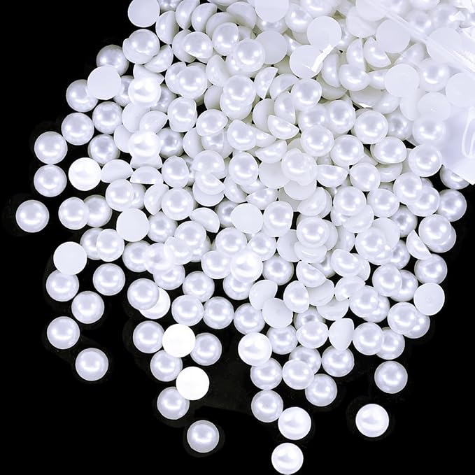 qiipii 110PCS 12mm Pure White Round Half Round Pearls by qiipii
