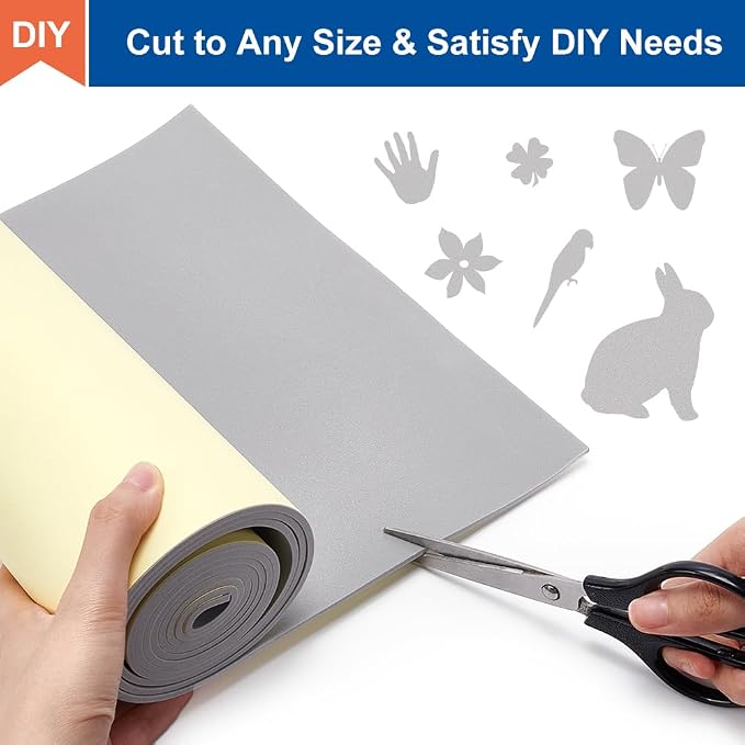 BENECREAT 3mm Thick Light Grey Self-Adhesive Eva Foam Roll 78.7x11.8 Inch - Image 3