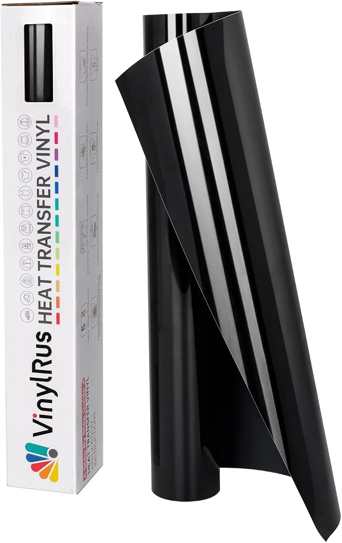 Heat Transfer Vinyl-12” x 8ft Black Iron on Vinyl Roll by VinylRus