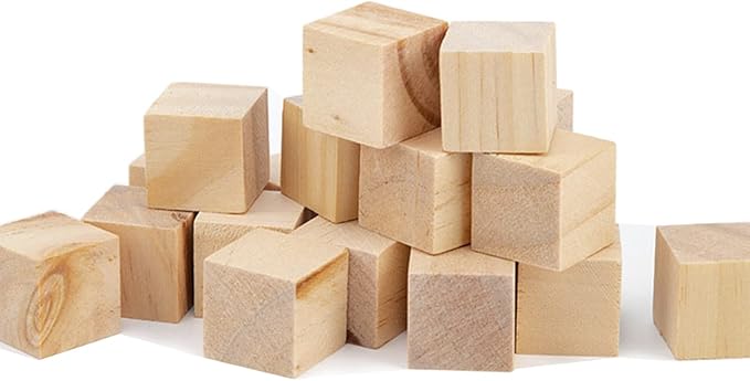 Wood Blocks for Crafts, Unfinished Wood Cubes, 3cm Natural Wooden Blocks by SIWUCHYE