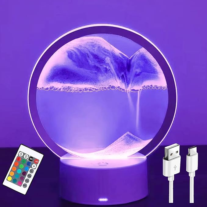 3DMoving Sand Art, 360° Rotating Hourglass Decoration table lamp, 7 Color by Gutsyluv