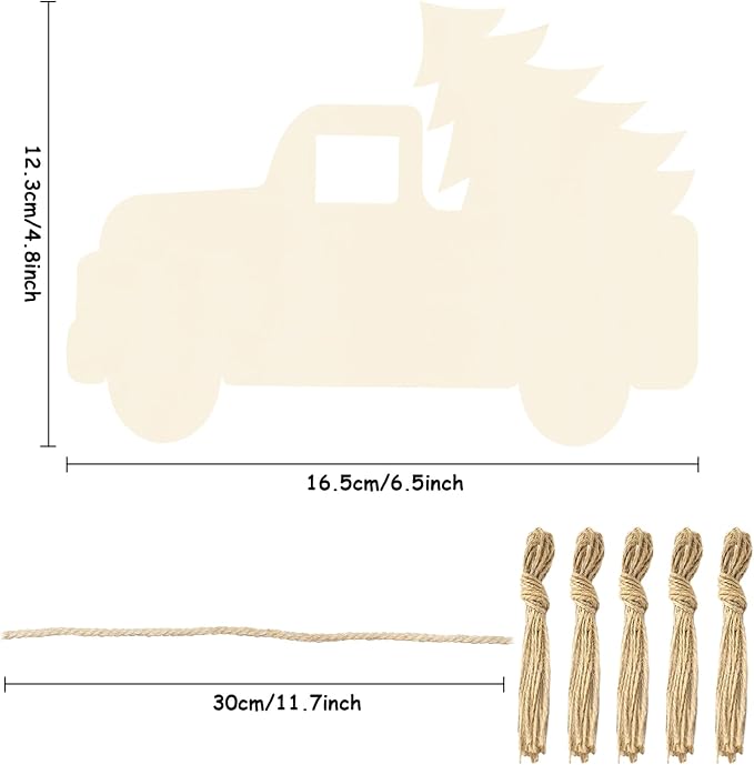 16Pcs Unfinished Paintable Blank Wooden Christmas Tree Car Festival Decoration - Image 2