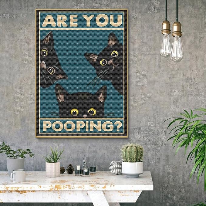 Eiazuiks Stamping Cross Stitch Kit, Cats Counting Cross Stitch Kit - Image 3