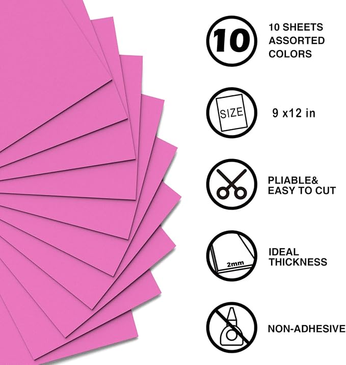 MEARCOOH Pink Foam Sheets Crafts 9x12 Inch 2mm Eva Color Craft Foam Paper - Image 2