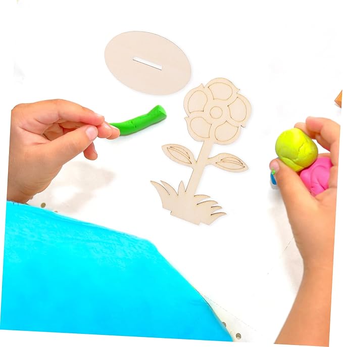 Toyvian 12Pcs Unfinished Wooden Flower Ornaments - Image 8