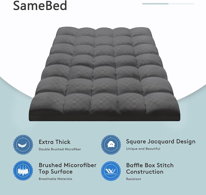 SameBed Mattress Topper Queen, Extra Thick Mattress Pad Cover - Image 2