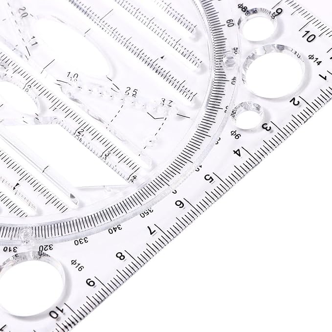 2 Pcs Multifunctional Drawing Ruler, Angle and Circle Maker Drawing Geometric - Image 5