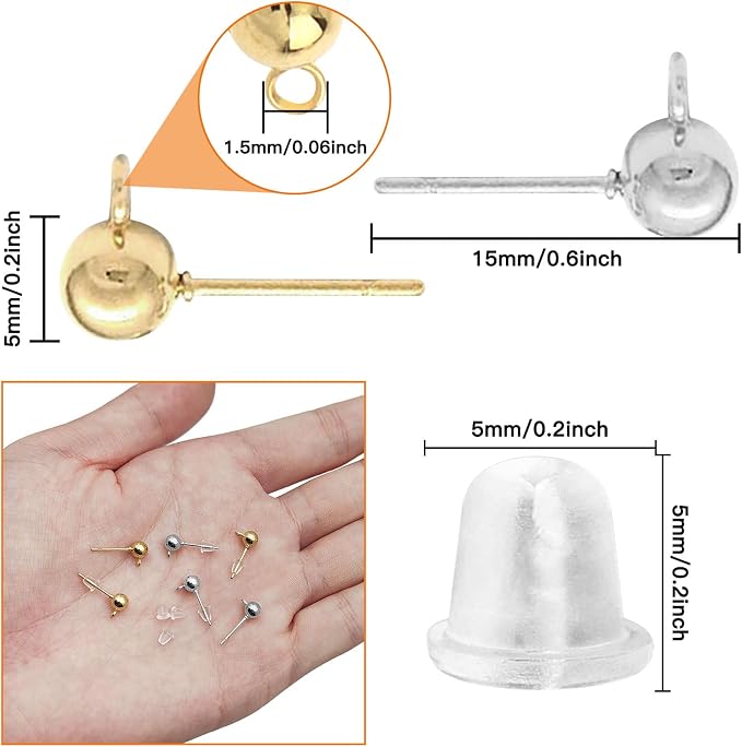 120Pcs Hypoallergenic Ball Studs - Image 3