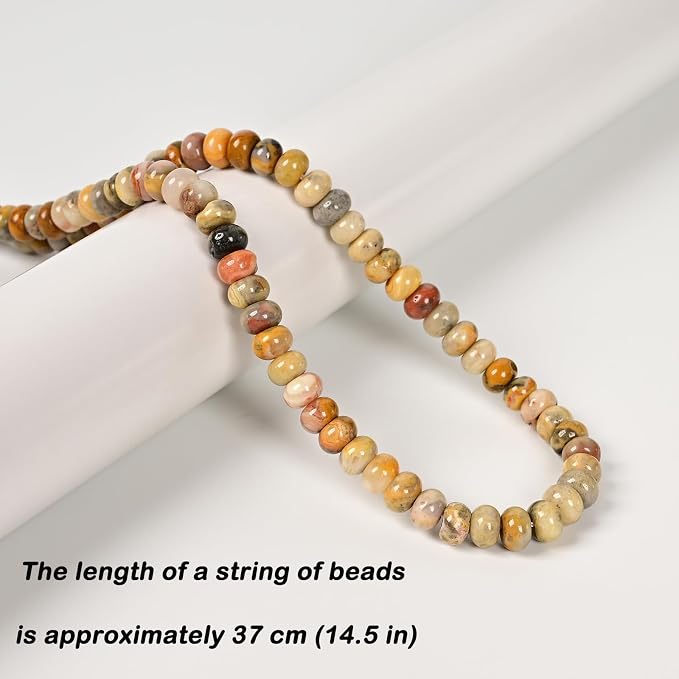 ICAI Natural 5x8mm Rondelle Beads, Abacus Disk Stone Spacer Beads - Image 5