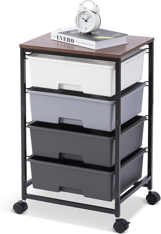 SYKIARIOL Utility Cart with 4 Drawers, Rolling Storage Cart with Drawers by SYKIARIOL