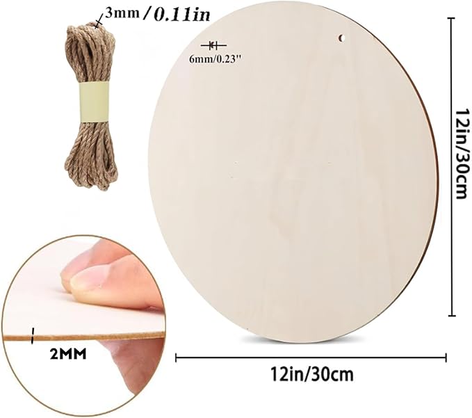 10 Pack Blank Unfinished Round Wood DIY Crafts Signs 2mm Basswood Sheets - Image 2