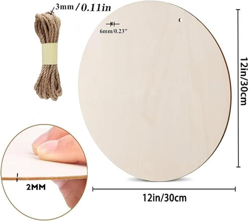 10 Pack Blank Unfinished Round Wood DIY Crafts Signs 2mm Basswood Sheets - Image 2