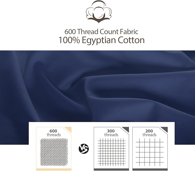 100% Egyptian Cotton Fitted Sheet Queen Size, 600 Thread Count, Soft & Elastic - Image 5