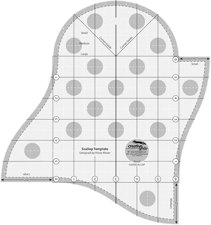 Creative Grids Scallop Template and Quilt Ruler – CGRSCALLOP – Made in USA by CreativeGrids