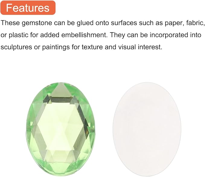 MECCANIXITY 50Pcs Acrylic Oval Gems 13x18 mm Flat Back Artificial Rhinestones - Image 4