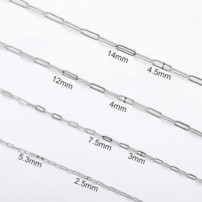 SMYHTGLIF 5 Meters Flat Paperclip Stainless Steel Jewelry Making Chains Silver - Image 4