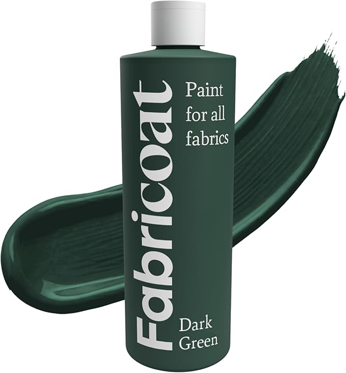 Fabricoat Dark Green Fabric Upholstery Paint & Dye | 250ml / 8.5 fl oz | Dark by Fabricoat