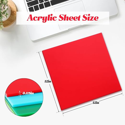 Macarrie 10 Pack Colored Opaque Acrylic Sheets, 1/8" Thick Colored Plastic Panel - Image 2