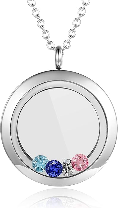 EVERLEAD Locket Necklace, DIY Floating Round Locket Pendant, Living Floating by EVERLEAD