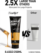 JusArt Metallic Gold Acrylic Paint, 8.45oz/250ml Large Tube, Heavy Body Rich - Image 3